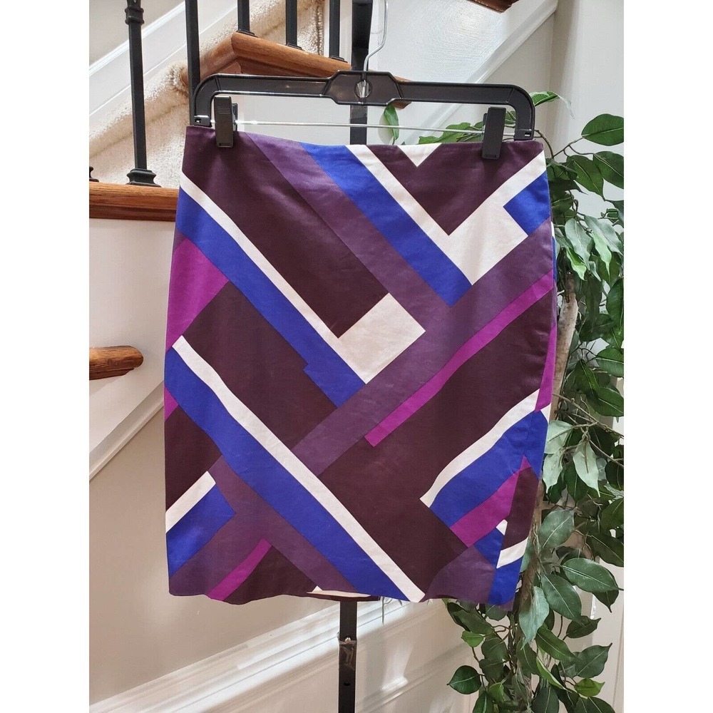 Ann Taylor‎ Women's Multicolor Cotton Straight Pencil Casual Short Skirt Size 6P